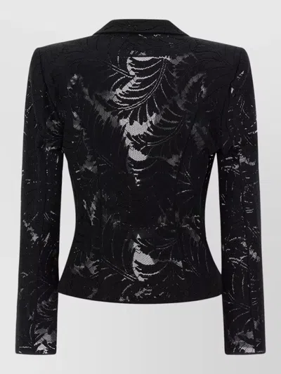 Balmain Lace Blazer Fitted Silhouette Textured Fabric In Black