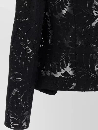 Balmain Lace Blazer Fitted Silhouette Textured Fabric In Black