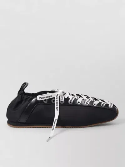 Ganni Sporty Nylon Ballerina Sneakers Lace Up In Black