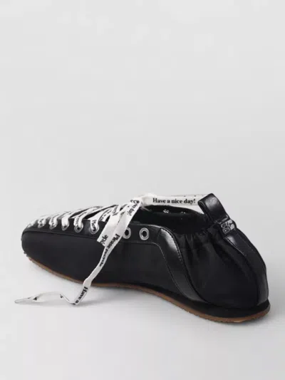 Ganni Sporty Nylon Ballerina Sneakers Lace Up In Black