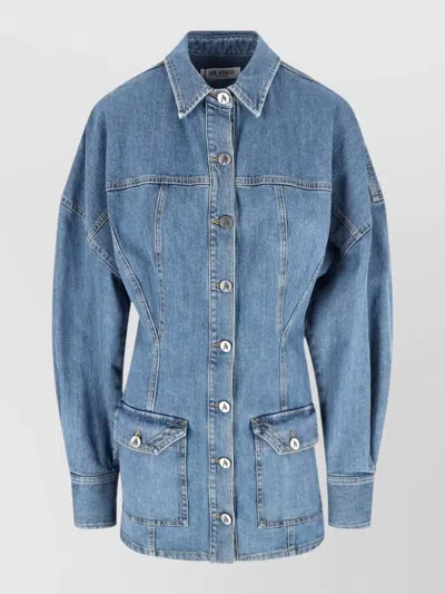 Attico Women Blue Shirt Collar Denim Mini Dress, Xs Luxury Dresses For Women Darveys