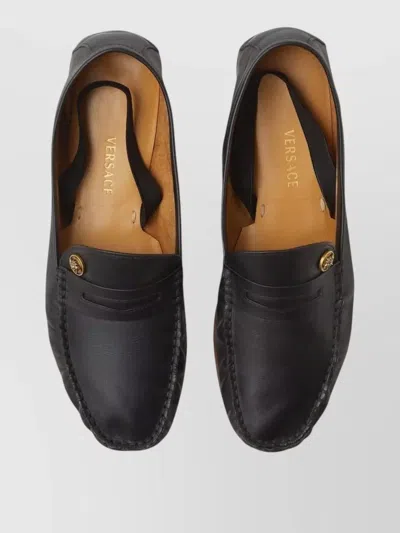 Versace Black Guanto Loafers In Calf Leather In Black