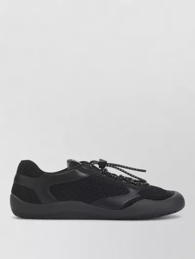 Prada Speedrock Leather And Mesh Fabric Sneakers In Black