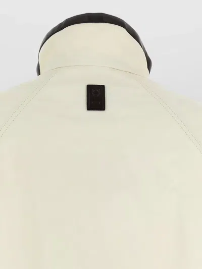 Ferragamo Technical Linen Jacket High Collar Long Sleeves In White