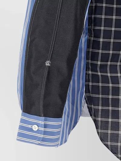 Junya Watanabe Blue Patchwork Shirt In Blue