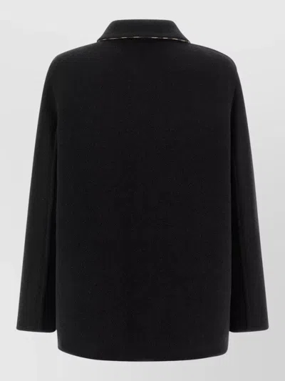 Burberry Check Lining Jacket Collared Long Sleeves In Black