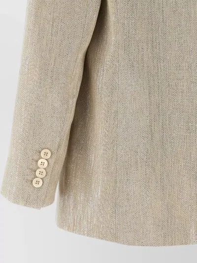 Peserico Blazer Metallic Thread Notched Lapel Buttons In Neutral