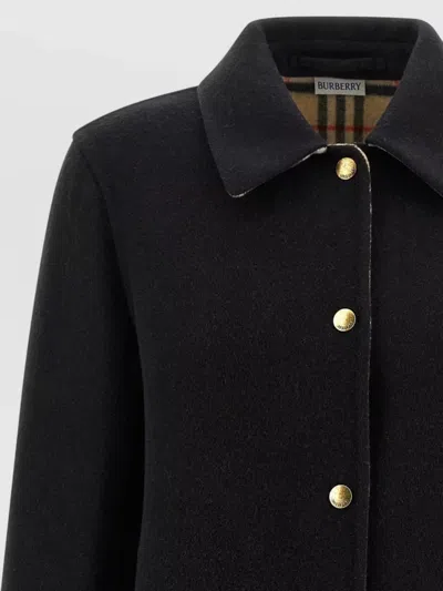 Burberry Check Lining Jacket Collared Long Sleeves In Black