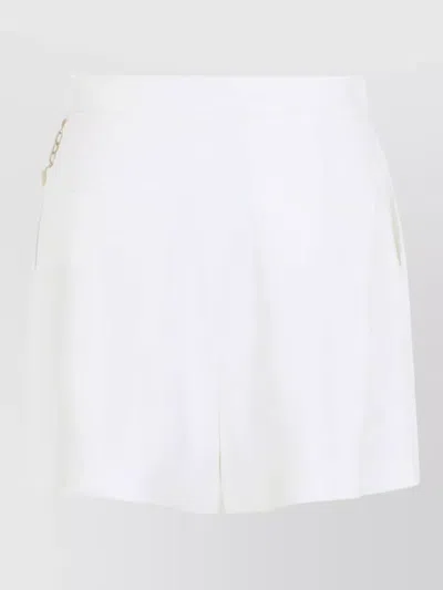 Elisabetta Franchi White Shorts With Chain Detail On The Front And Front Concealed Closure In Viscose Stretch Woman