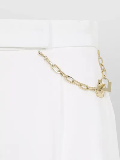 Elisabetta Franchi White Shorts With Chain Detail On The Front And Front Concealed Closure In Viscose Stretch Woman