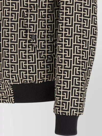 Balmain Monogram Reversible Bomber Jacket Geometric Pattern In Black