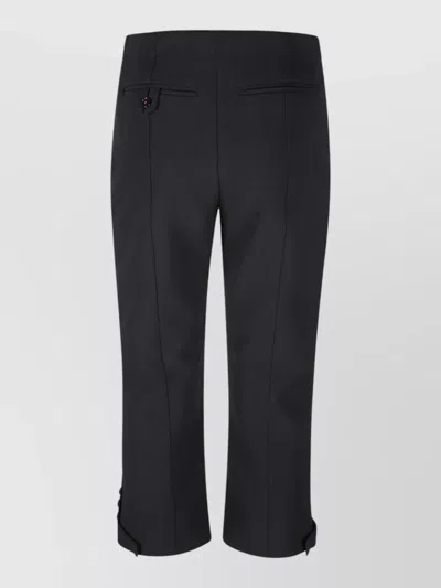 Victoria Beckham Womens Black Buttoned Cuffs Crop-leg Stretch-woven Trousers In Blue