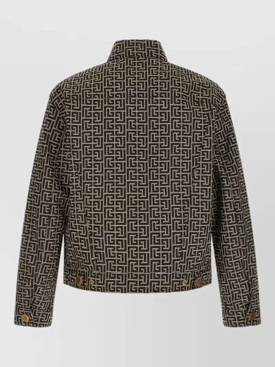 Balmain Jacquard Monogram Jacket Puffer Jackets Black