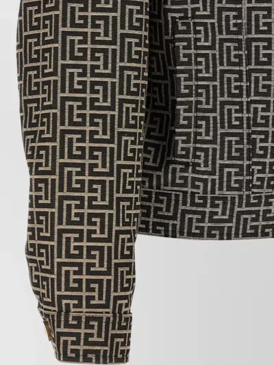 Balmain Jacquard Monogram Jacket Puffer Jackets Black