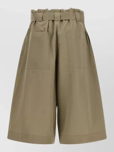 Brunello Cucinelli Pleated Bermuda Shorts Belted Waist Pockets In Green