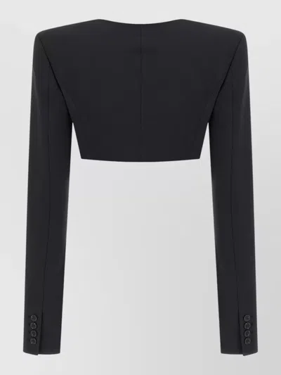 Nensi Dojaka Cleo Blazer Cropped Square Neck Jacket In Black