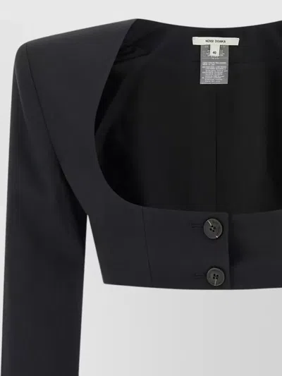 Nensi Dojaka Cleo Blazer Cropped Square Neck Jacket In Black
