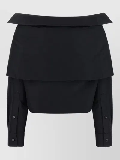 Balenciaga Off Shoulder Crop Shirt Long Sleeves In Blue