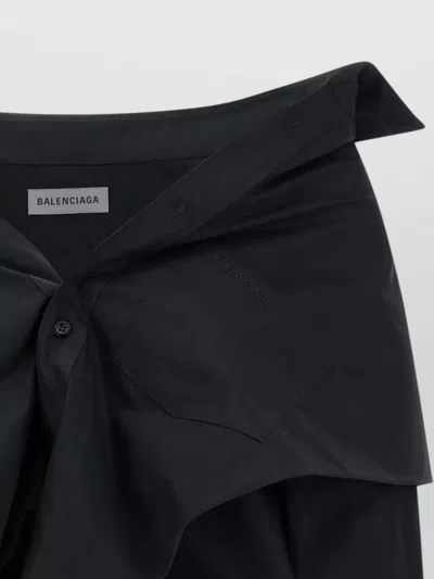 Balenciaga Off Shoulder Crop Shirt Long Sleeves In Blue