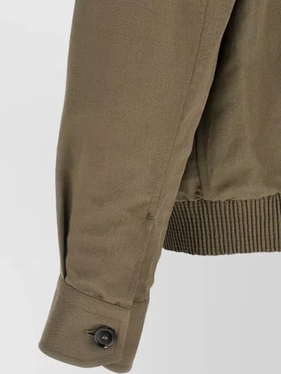 Brioni Green Solid Jacket In Brown