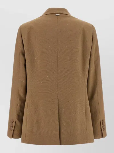 Herno Sequin Tailored Blazer Jacket Back Vent In Brown