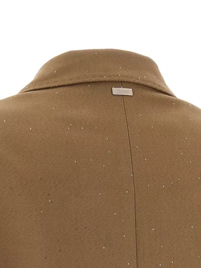 Herno Sequin Tailored Blazer Jacket Back Vent In Brown