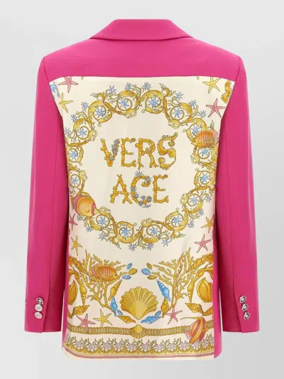 Versace Underwater Barocco Single Breasted Blazer Jacket In Pink