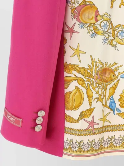 Versace Underwater Barocco Single Breasted Blazer Jacket In Pink