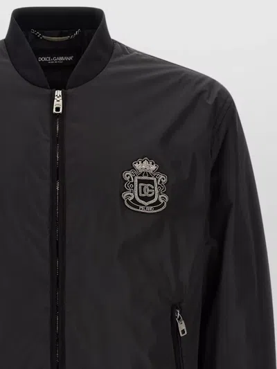 Dolce & Gabbana Dg Logo Patch Bomber Style Jacket In Multi