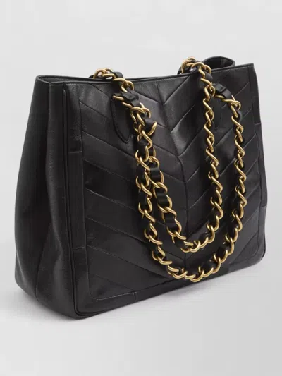 Valentino Garavani Laseine Shopping Bag In Nappa Leather With A Chevron Pattern For Woman In Red