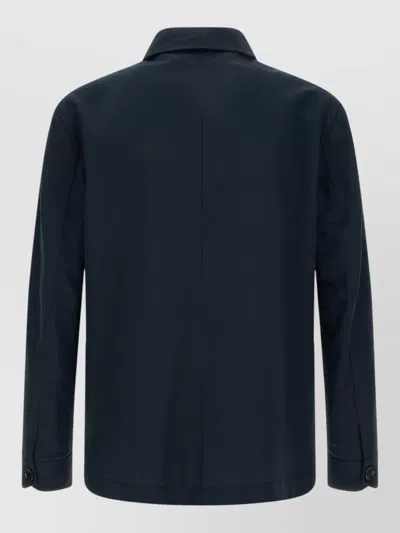 Brioni Desert Collared Jacket Front Pockets In Blue