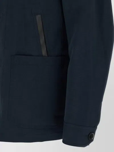 Brioni Desert Collared Jacket Front Pockets In Blue