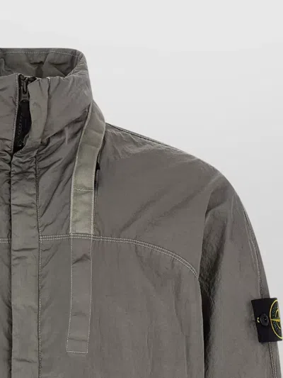 Stone Island Grey Solid Logo Jacket In Gray