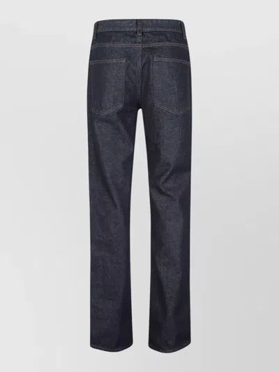 The Row Carlyl Jeans Contrast Stitching Belt Loops Pockets In Blue