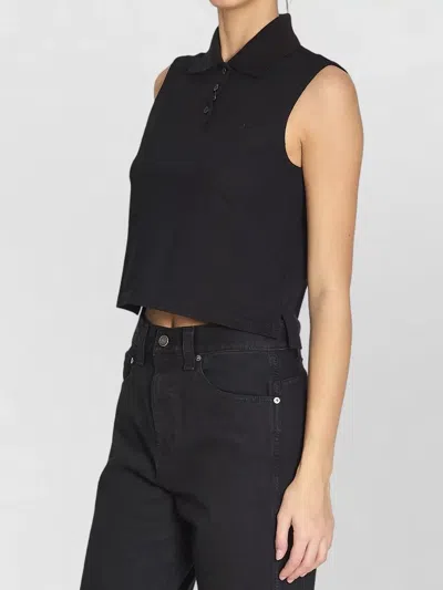 Saint Laurent Cassandre Polo Shirt In Cotton Piqu In Black