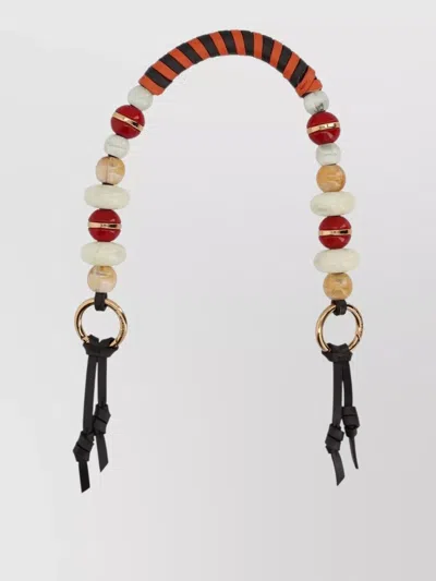 Etro Beaded Handle Gold Rings Leather Straps In Multi