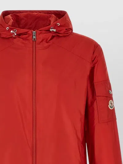 Moncler Red Solid Hood Jacket In Red