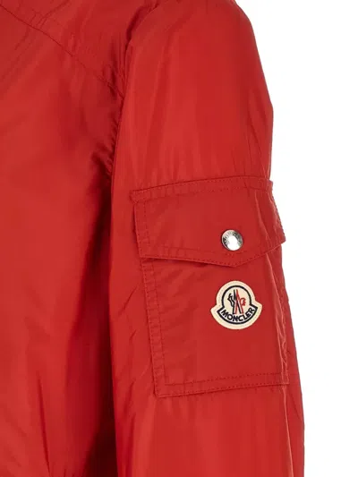 Moncler Red Solid Hood Jacket In Red