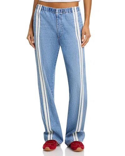 Rag & Bone Miramar Terry Pull On Wide Leg Sweatpant Jeans In Sport In Blue