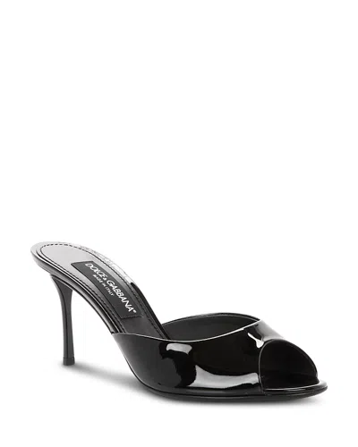 Dolce & Gabbana 75mm Vernice Patent Leather Mule Sandals In Black