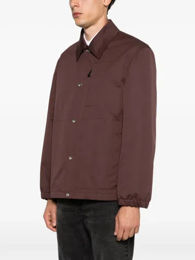 Jil Sander Press-stud Jacket In Brown