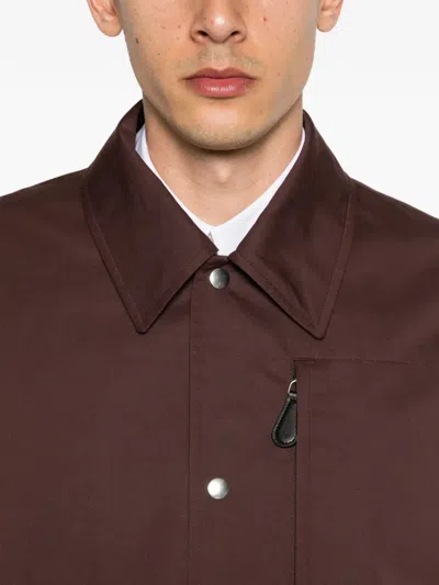 Jil Sander Press-stud Jacket In Brown