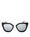 PRADA Mirrored Cat Eye Sunglasses, 52mm,2412568BLACK/SILVERMIRROR