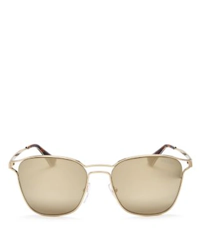Prada Mirrored Square Sunglasses, 56mm In Pale Gold/gold Mirror