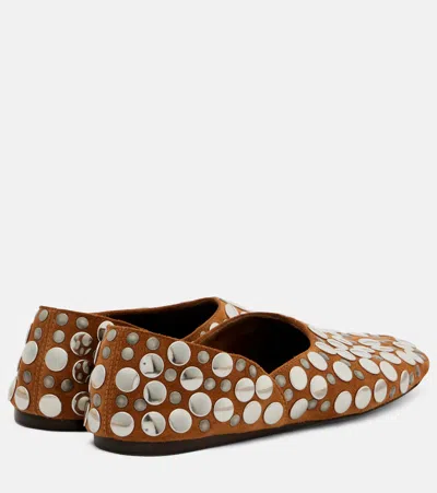 Khaite Jane Studded Suede Ballet Flats In Brown