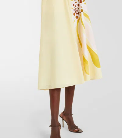 Dorothee Schumacher Floral Power Floral Cotton-blend Midi Dress In Neutral
