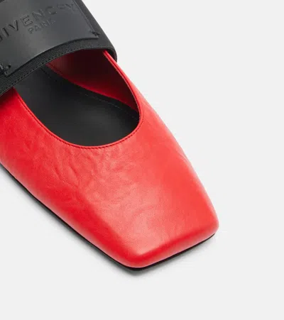Givenchy Sliced Square Ballerinas In Textured-effect Leather In Red