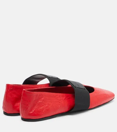 Givenchy Sliced Square Ballerinas In Textured-effect Leather In Red