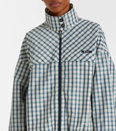 Prada Checked Cotton-blend Chambray Jacket In White