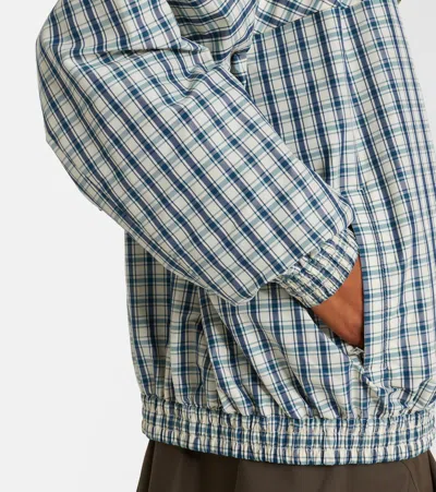 Prada Checked Cotton-blend Chambray Jacket In White